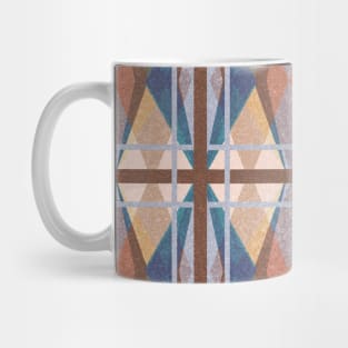 Distressed Diamond Blue and Brown Mug